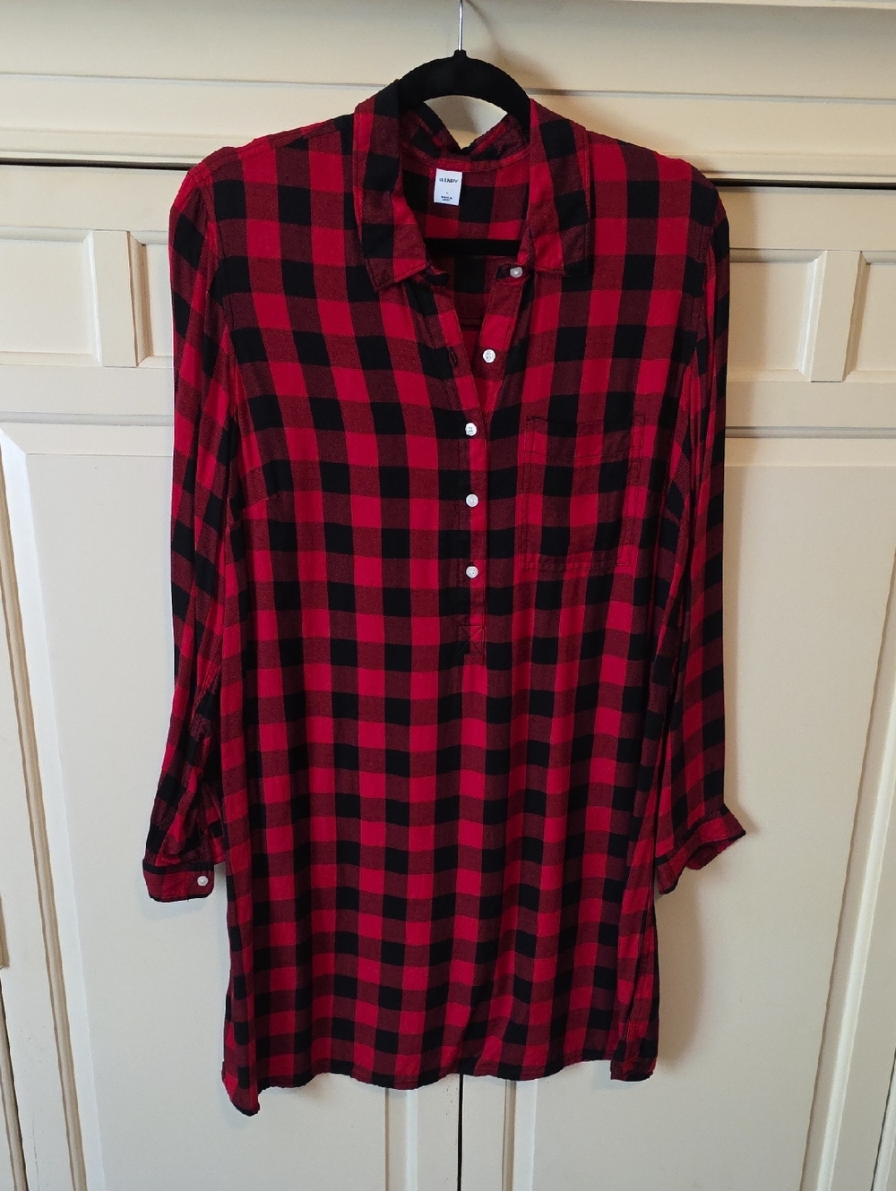 Old Navy Red and Black Buffalo Plaid Button-Up Dress